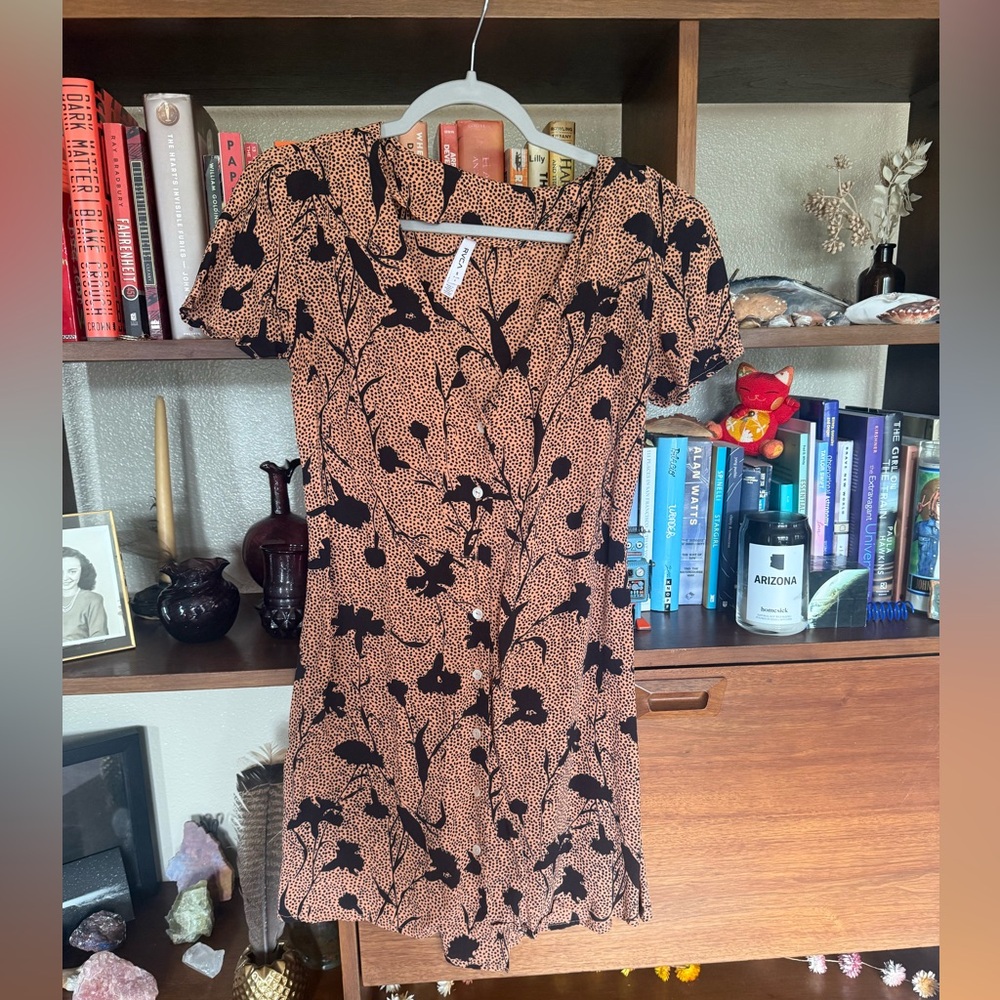 RVCA Black and Tan Floral Dress